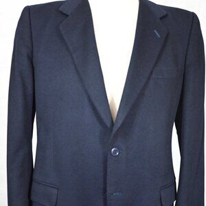 VTG Made in Japan 100% Heavy Cashmere Clotherie Dark Blue Sport Coat Blazer 40L
